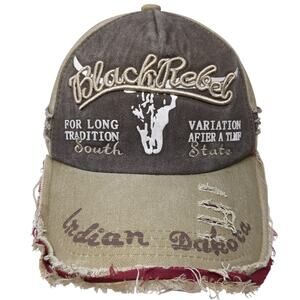 Black Rebel Indian Dakota Slideback Baseball Cap Brown One Size Distressed
